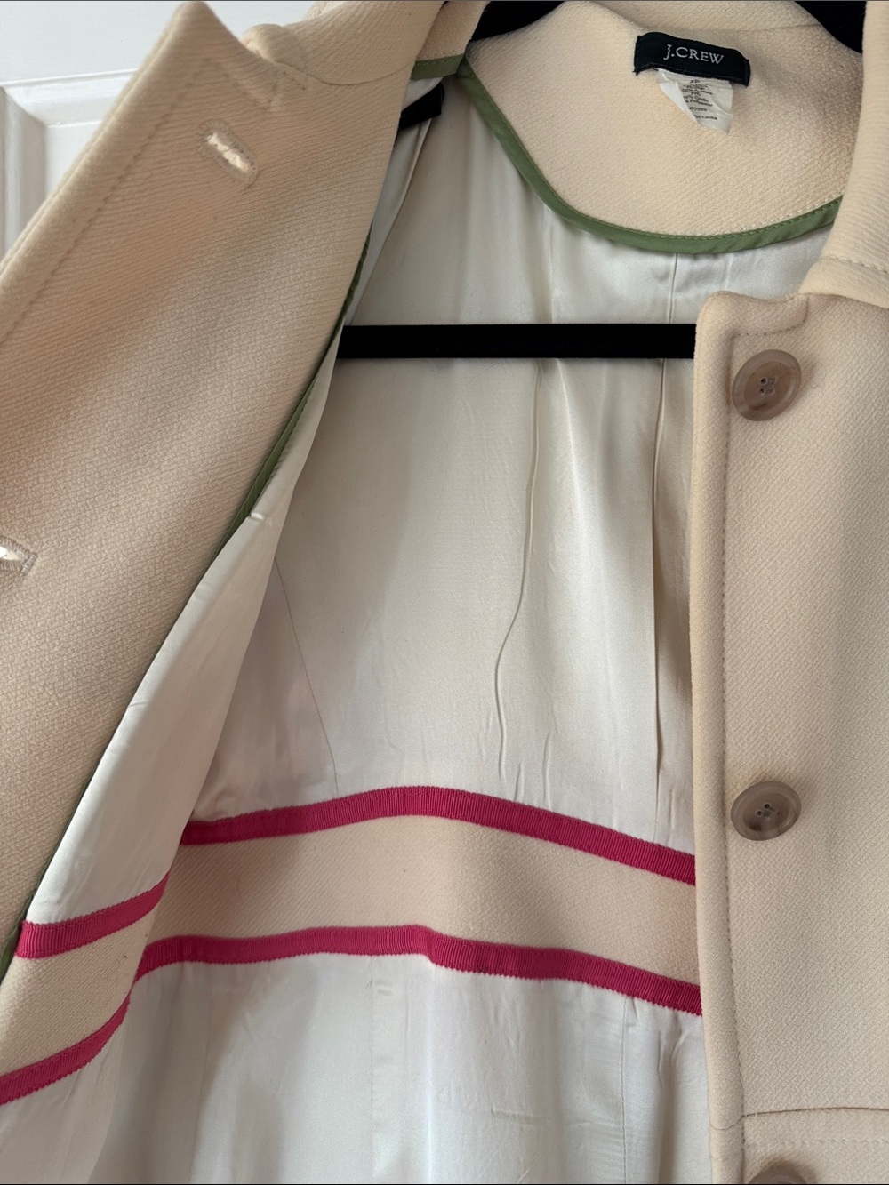 J. Crew Cream Single-Breasted Wool Coat - Picture 3 of 7